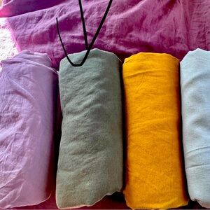 Bed Threads Queen Sized Flat Sheets 100% Flax Linen in color OLIVE